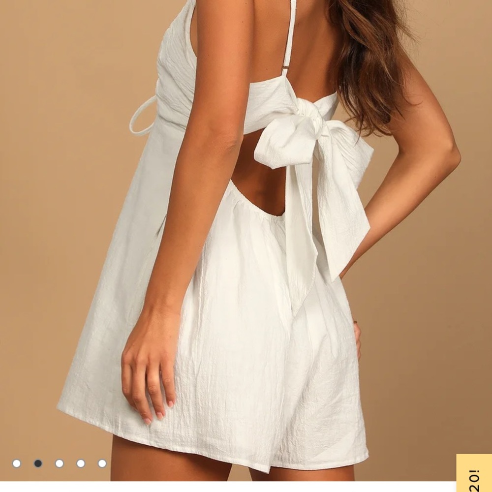 Lulus White Tie-Back Skort Romper- XS